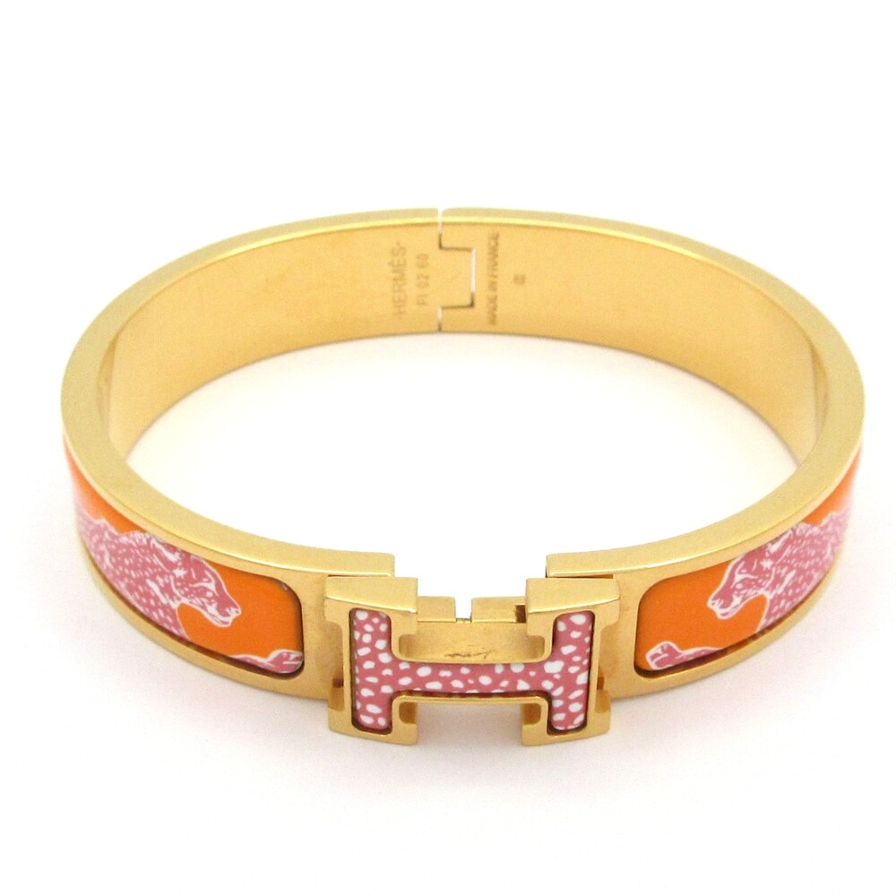 Hermès Clic H Bangle Gold Orange Multi